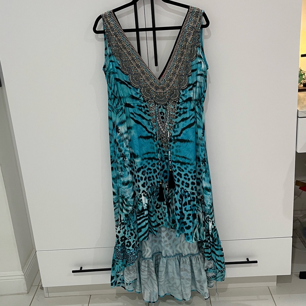 NWT Renee’s Miami Elegant Blue Leopard Print Dress